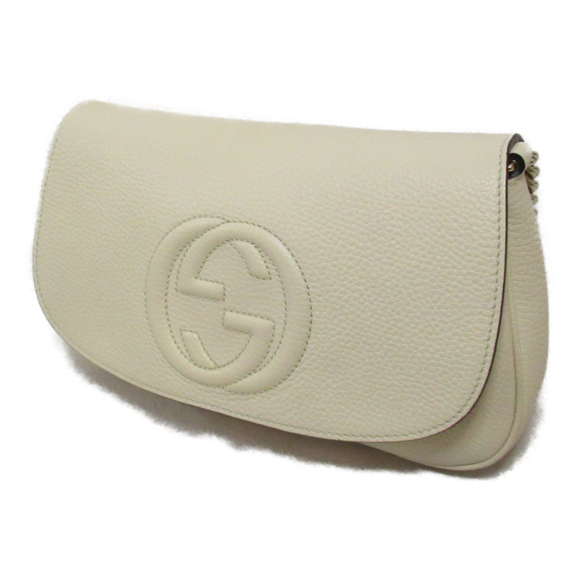 GUCCI ChainShoulder Bag Beige leather 536224