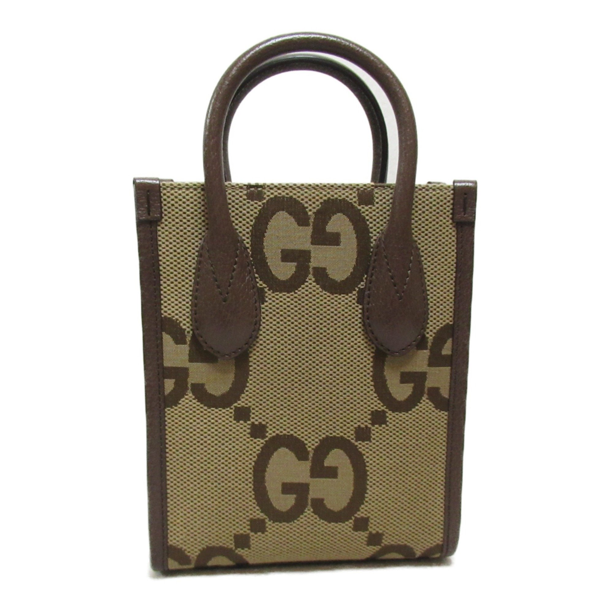 GUCCI Jumbo GG 2way Shoulder Bag Brown leather canvas 699406