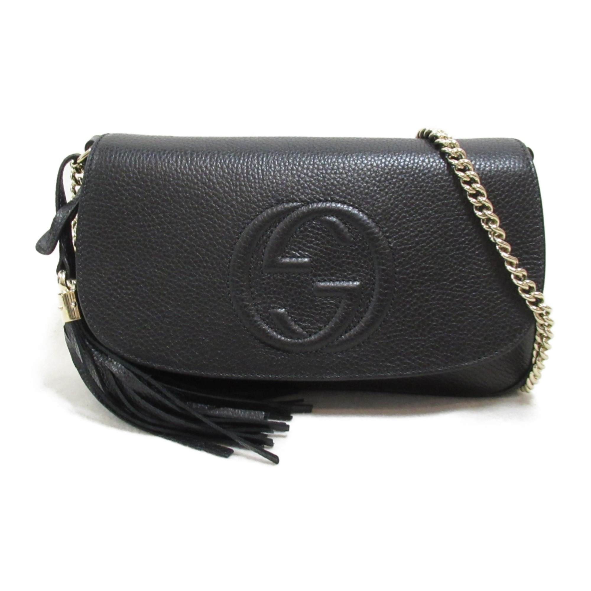 GUCCI ChainShoulder Bag Black leather 536224