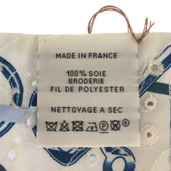 HERMES Twilly Drebookle English Embroidery Blue silk