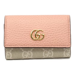 GUCCI 6 key holders Pink leather PVC coated canvas 456118