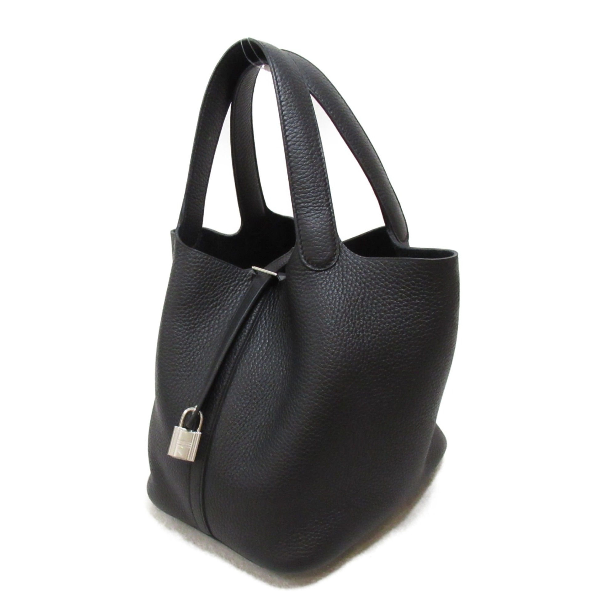 HERMES Picotin Rock MM Black Tote Bag Black Noir Taurillon Clemence leather