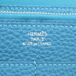 HERMES Dogon GM Bifold Long Wallet Blue Togo leather leather