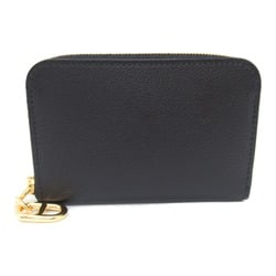 HERMES Zip Ango coin purse Black Noir Evergrain leather