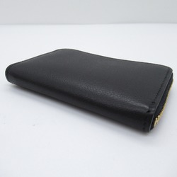 HERMES Zip Ango coin purse Black Noir Evergrain leather