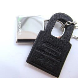 HERMES Okay Necklace Silver leather Silver