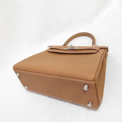 HERMES Kelly 25 Handbag Inseam Brown Gold Togo leather leather