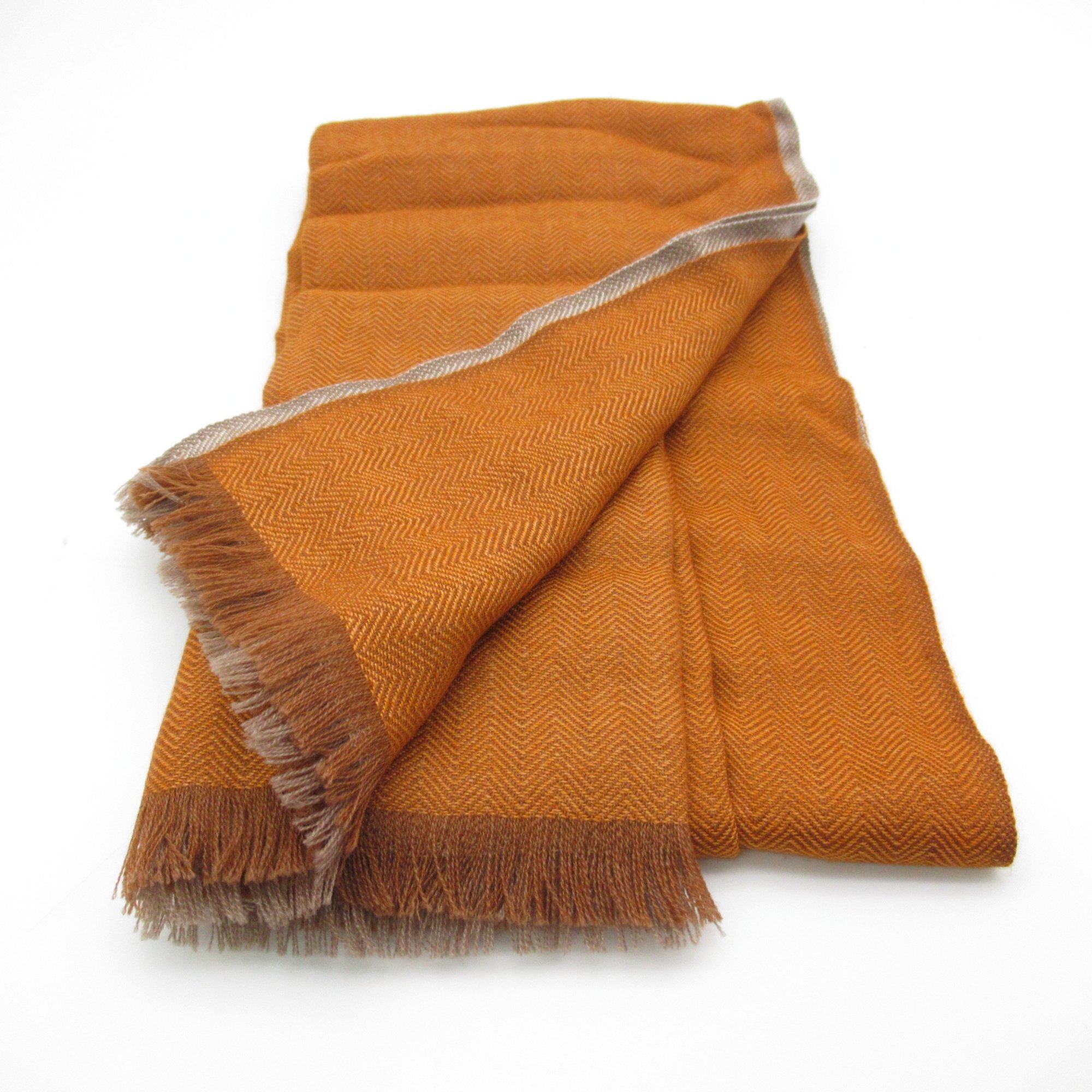 HERMES Scarf "Himalaya Dip Dye" Orange Gray cashmere Sheepskin