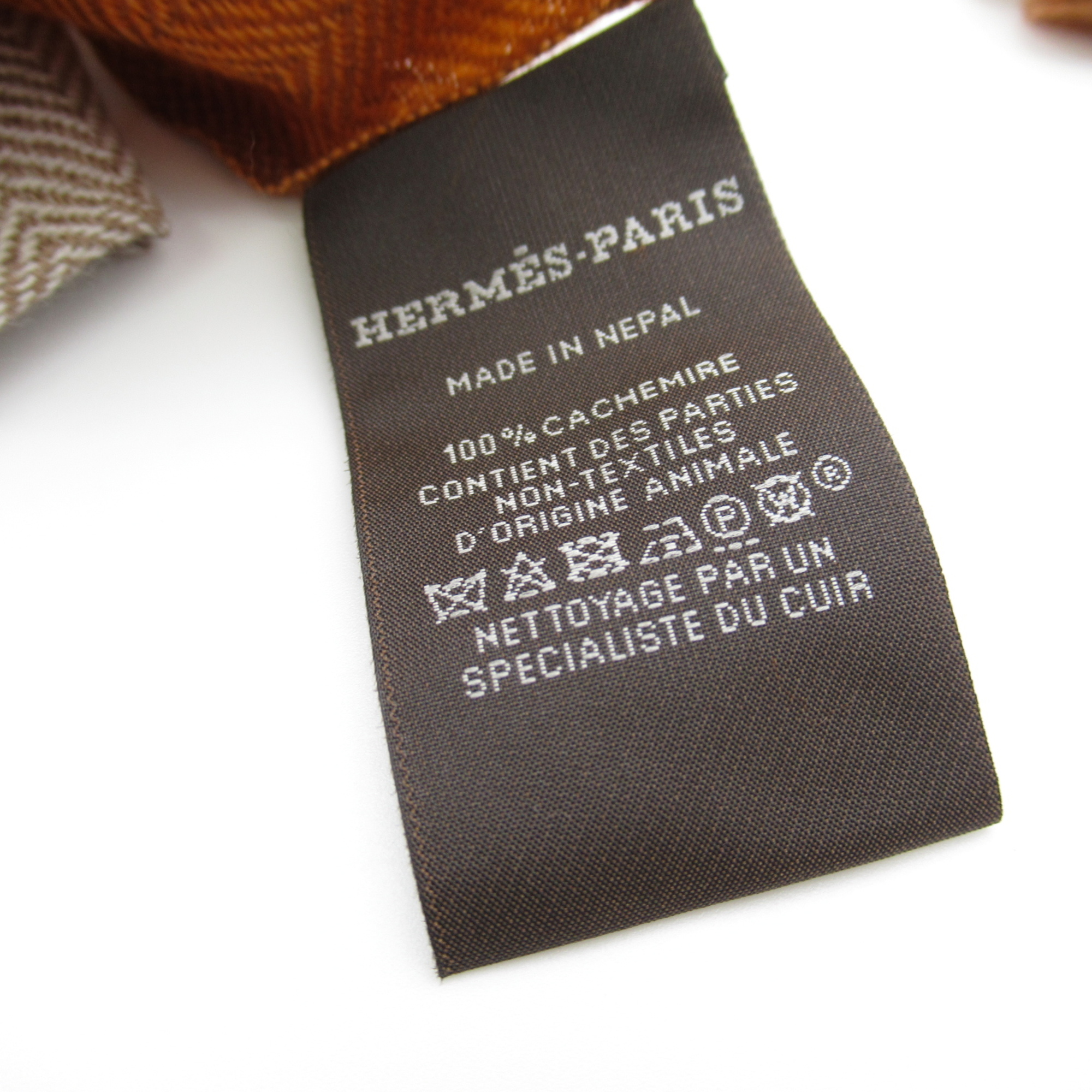 HERMES Scarf "Himalaya Dip Dye" Orange Gray cashmere Sheepskin