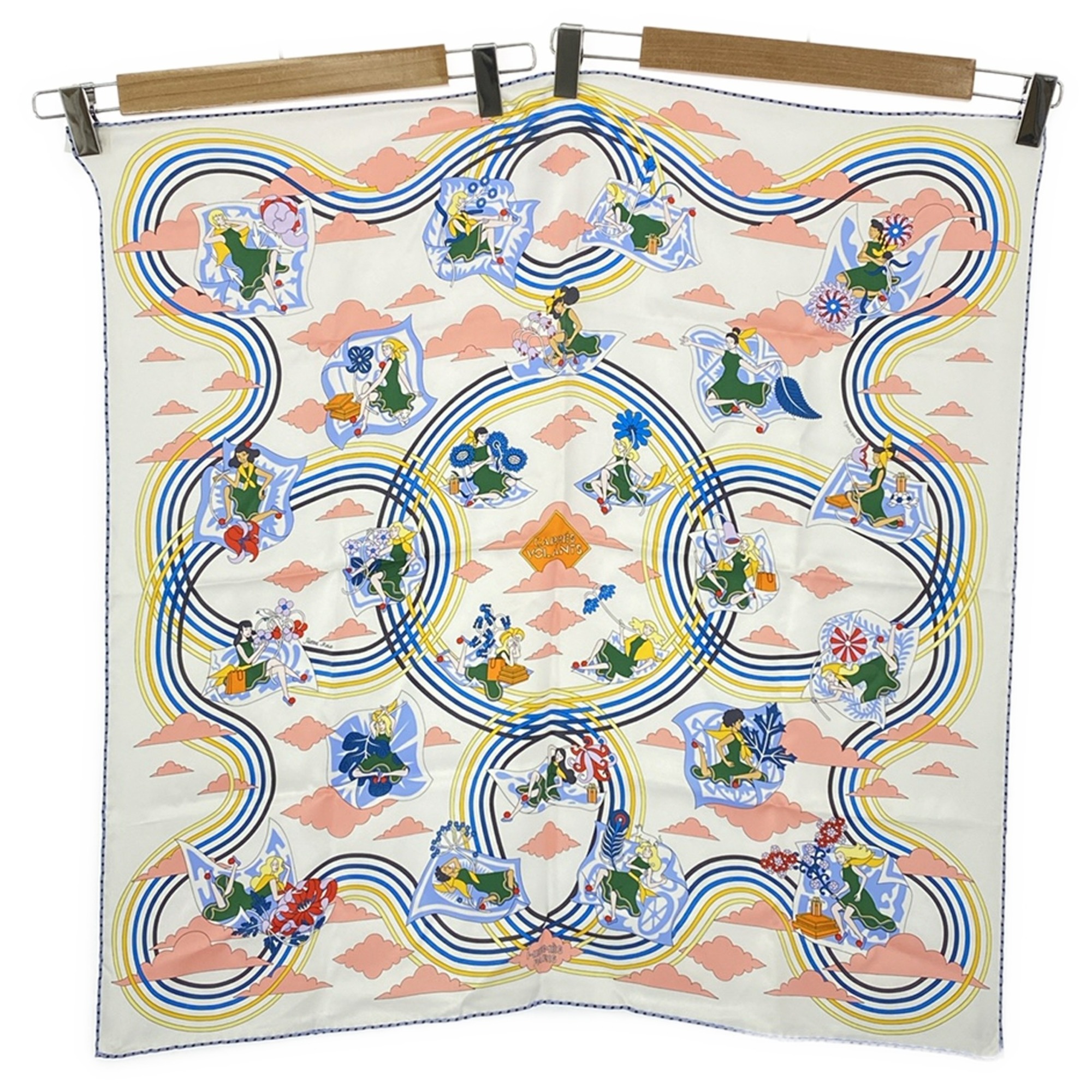 HERMES Carre White silk