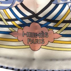 HERMES Carre White silk