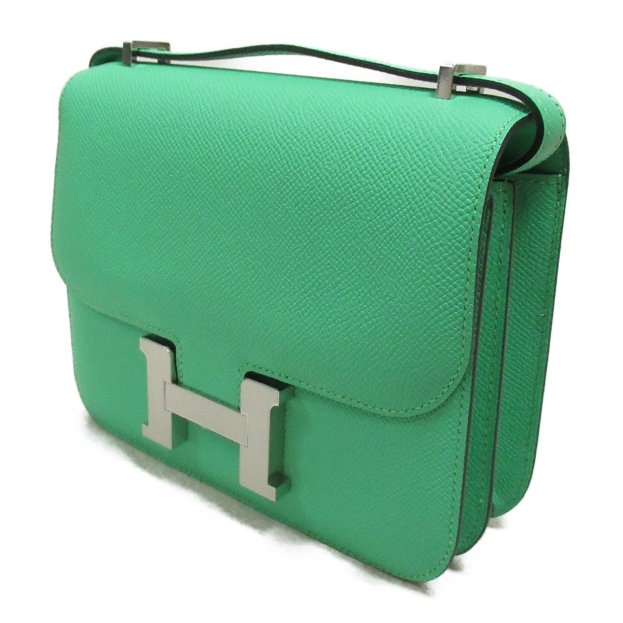 HERMES Constance Mini Comic Shoulder Bag Green leather