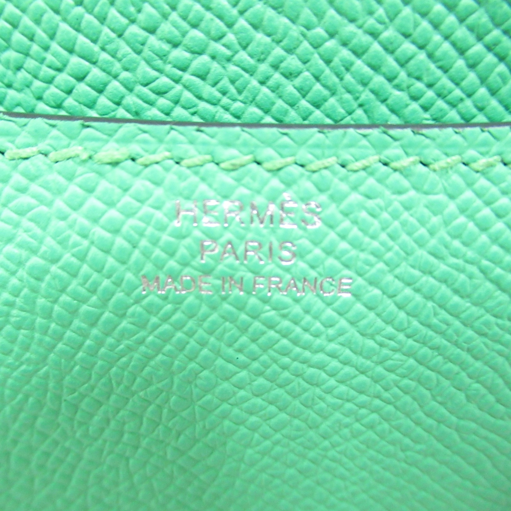 HERMES Constance Mini Comic Shoulder Bag Green leather