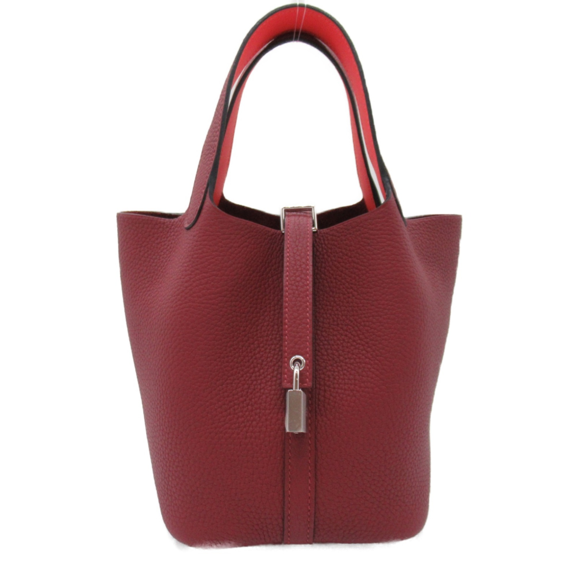 HERMES Picotin Lock PM Eclat Tote Bag Red Taurillon Clemence leather