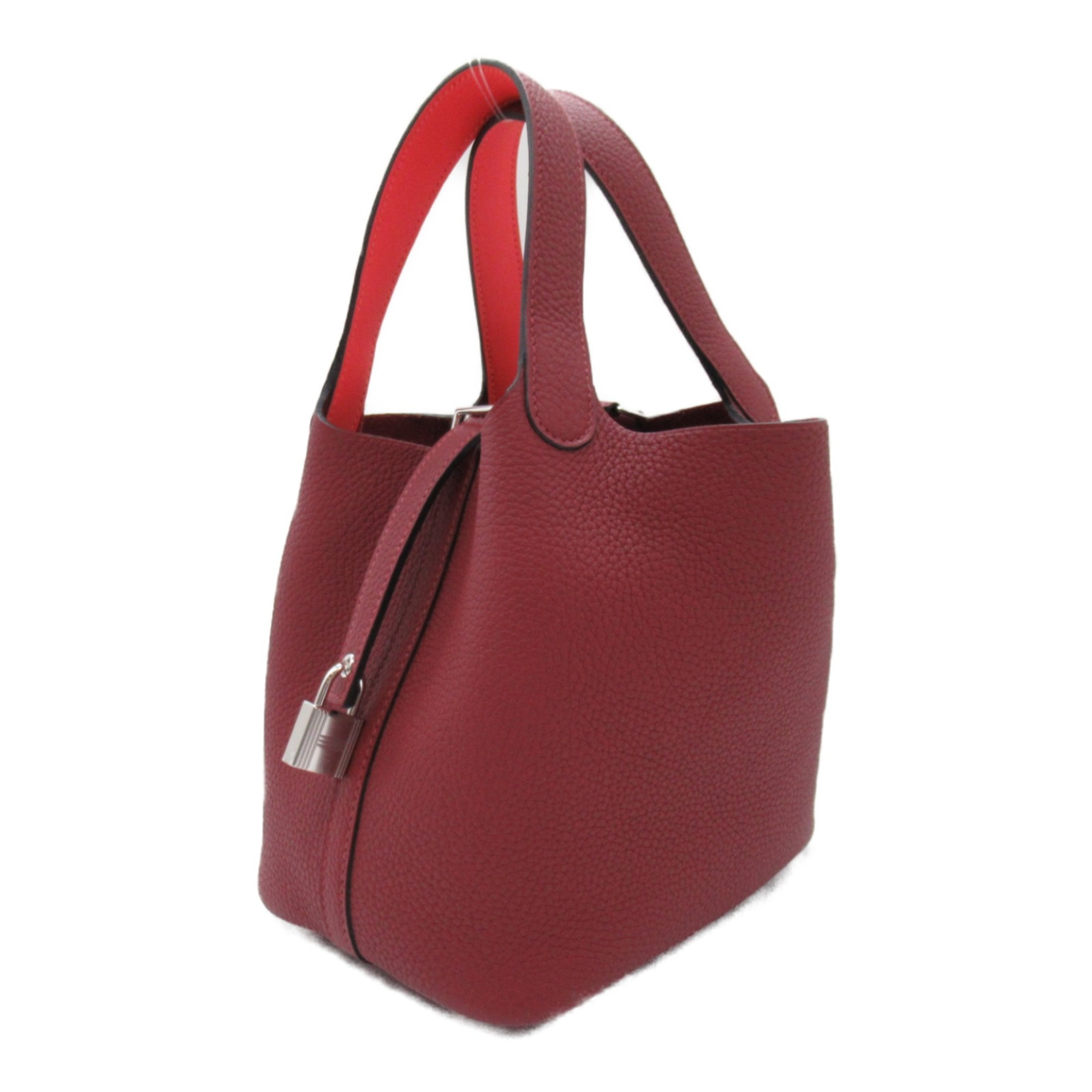 HERMES Picotin Lock PM Eclat Tote Bag Red Taurillon Clemence leather