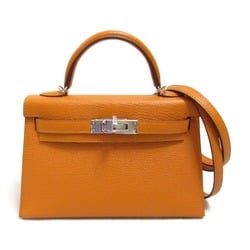 HERMES Mini Kelly 2 Verso Orange/Zanguine Handbag Orange Zanguine Orange Shave leather