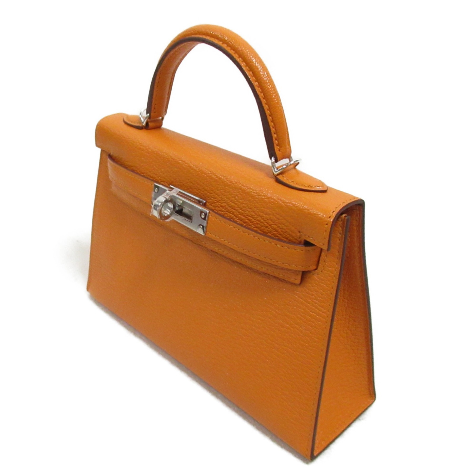 HERMES Mini Kelly 2 Verso Orange/Zanguine Handbag Orange Zanguine Orange Shave leather