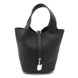 HERMES Picotin Lock PM Black Noir Taurillon Clemence Calfskin (cowhide)