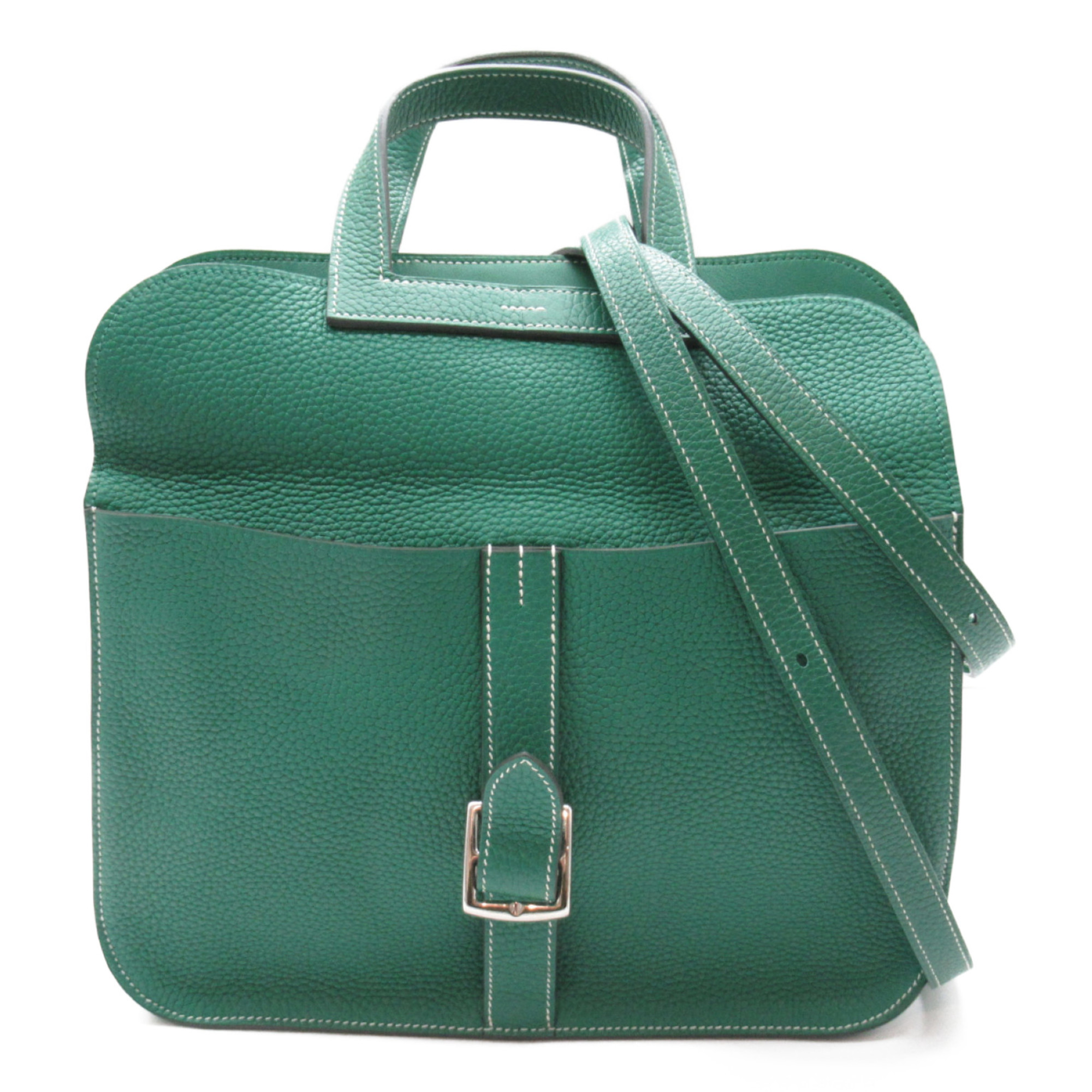 HERMES Alezan31 Shoulder Bag Green Taurillon Clemence leather