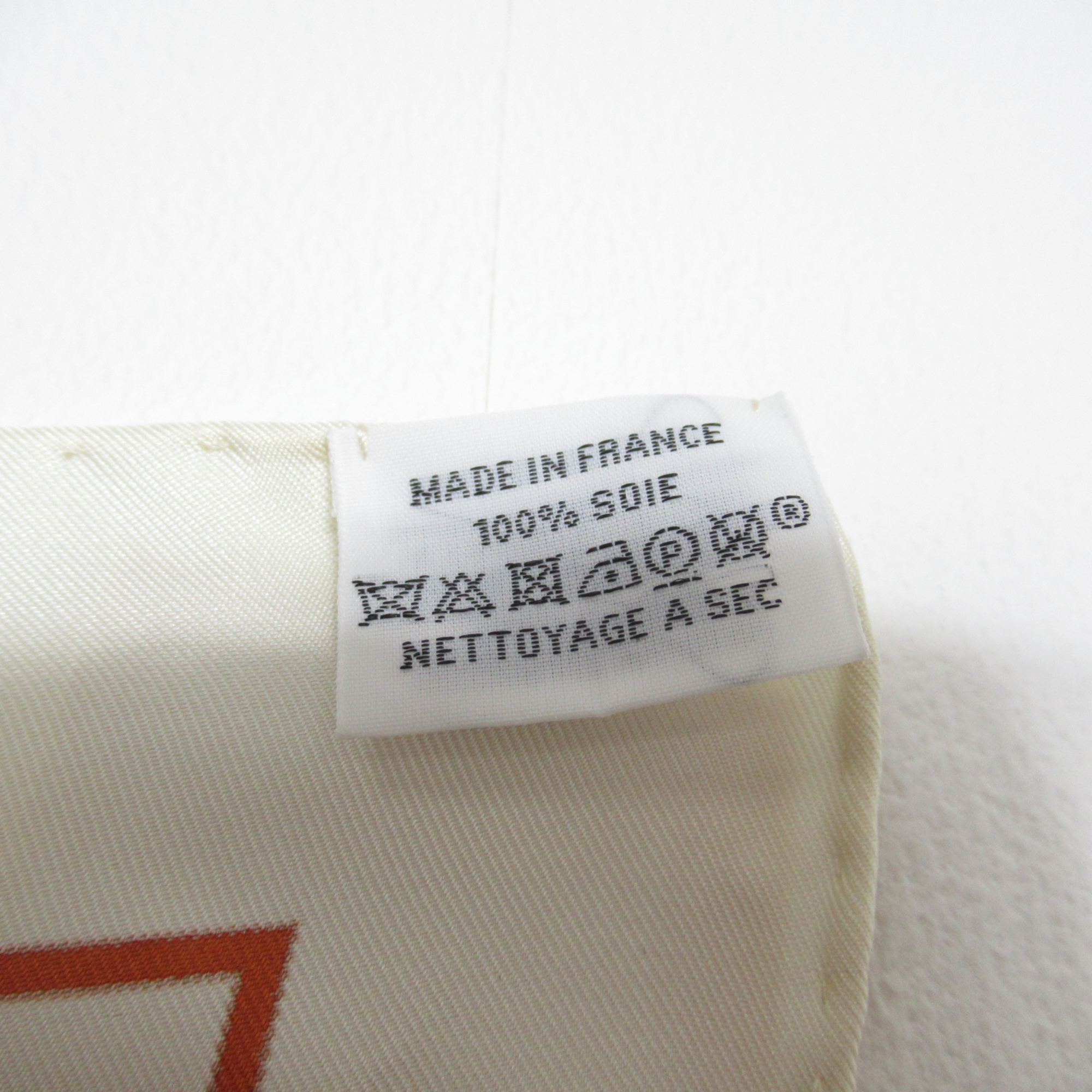 HERMES Carre90 White cream silk