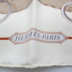 HERMES Carre90 White cream silk