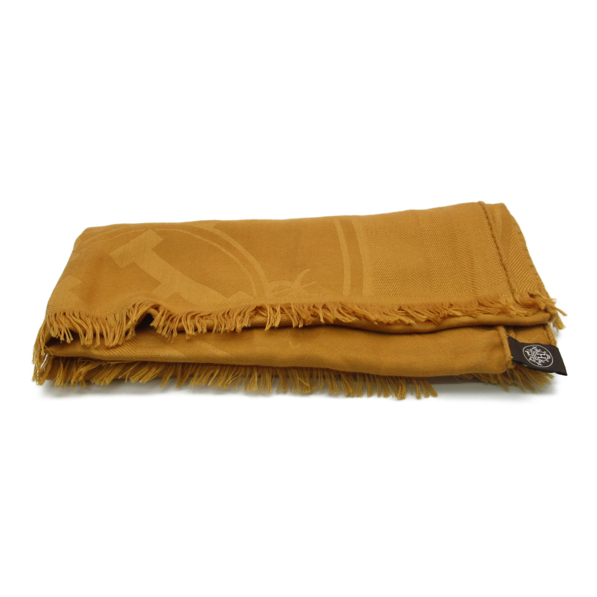 HERMES New Libris Brown mustard cashmere silk