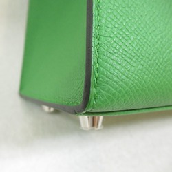 HERMES Kelly 25 handbag outside sewing Green Vert Yucca Epsom leather