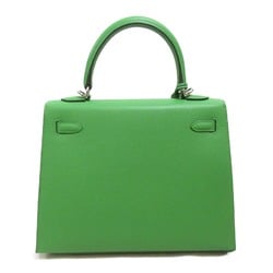 HERMES Kelly 25 handbag outside sewing Green Vert Yucca Epsom leather