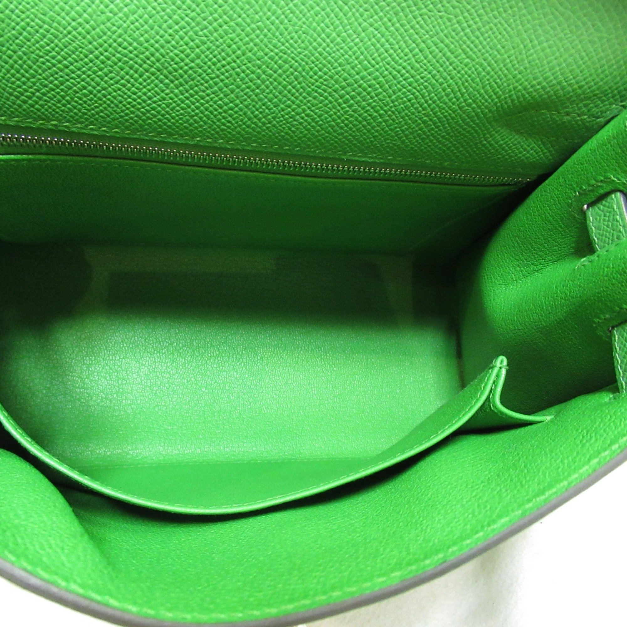 HERMES Kelly 25 handbag outside sewing Green Vert Yucca Epsom leather