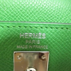 HERMES Kelly 25 handbag outside sewing Green Vert Yucca Epsom leather