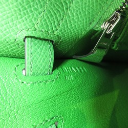 HERMES Kelly 25 handbag outside sewing Green Vert Yucca Epsom leather