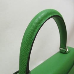 HERMES Kelly 25 handbag outside sewing Green Vert Yucca Epsom leather