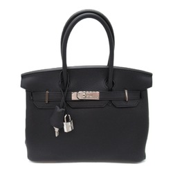 HERMES Birkin 30 Black handbag Black Noir Taurillon Clemence leather