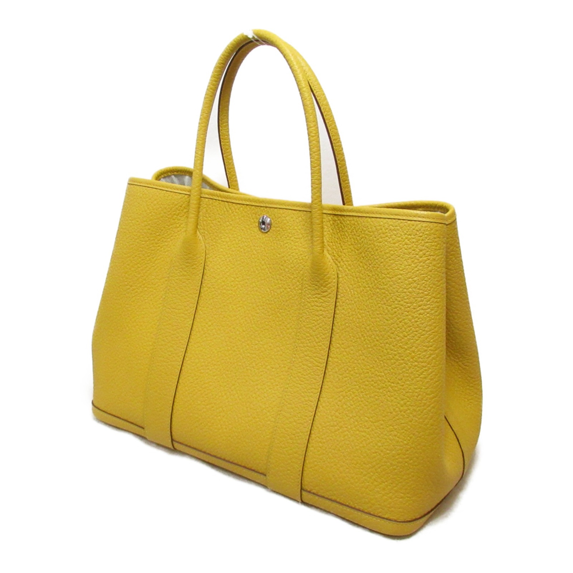 HERMES Garden Party PM Jaune Ambre Tote Bag Yellow Jaune ambre Country leather leather