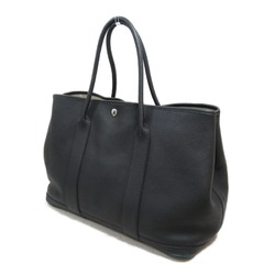 HERMES Garden Party PM Tote Bag Black Country leather leather