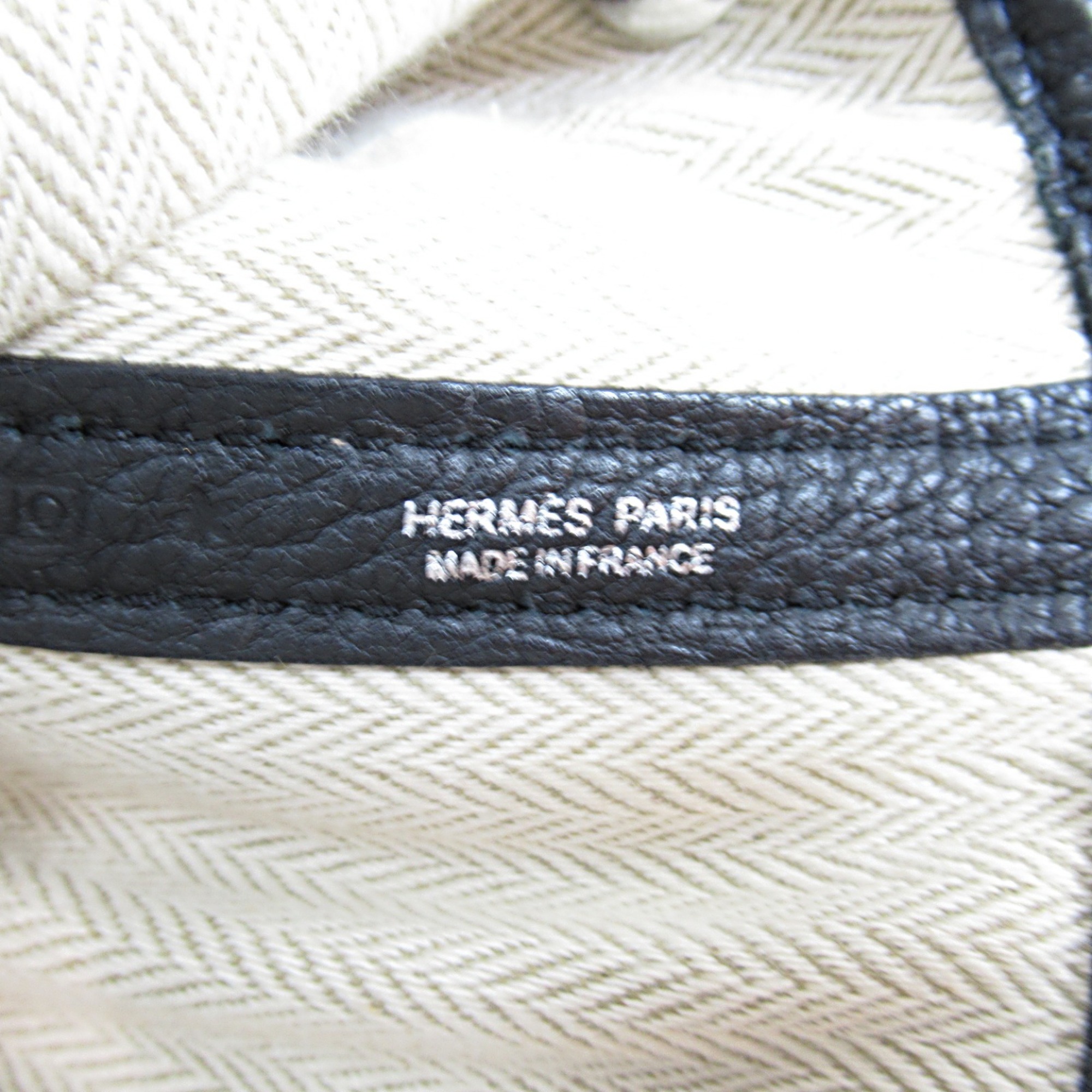 HERMES Garden Party PM Tote Bag Black Country leather leather