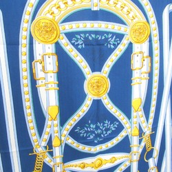 HERMES Carre Geant Stole White Blue cashmere silk