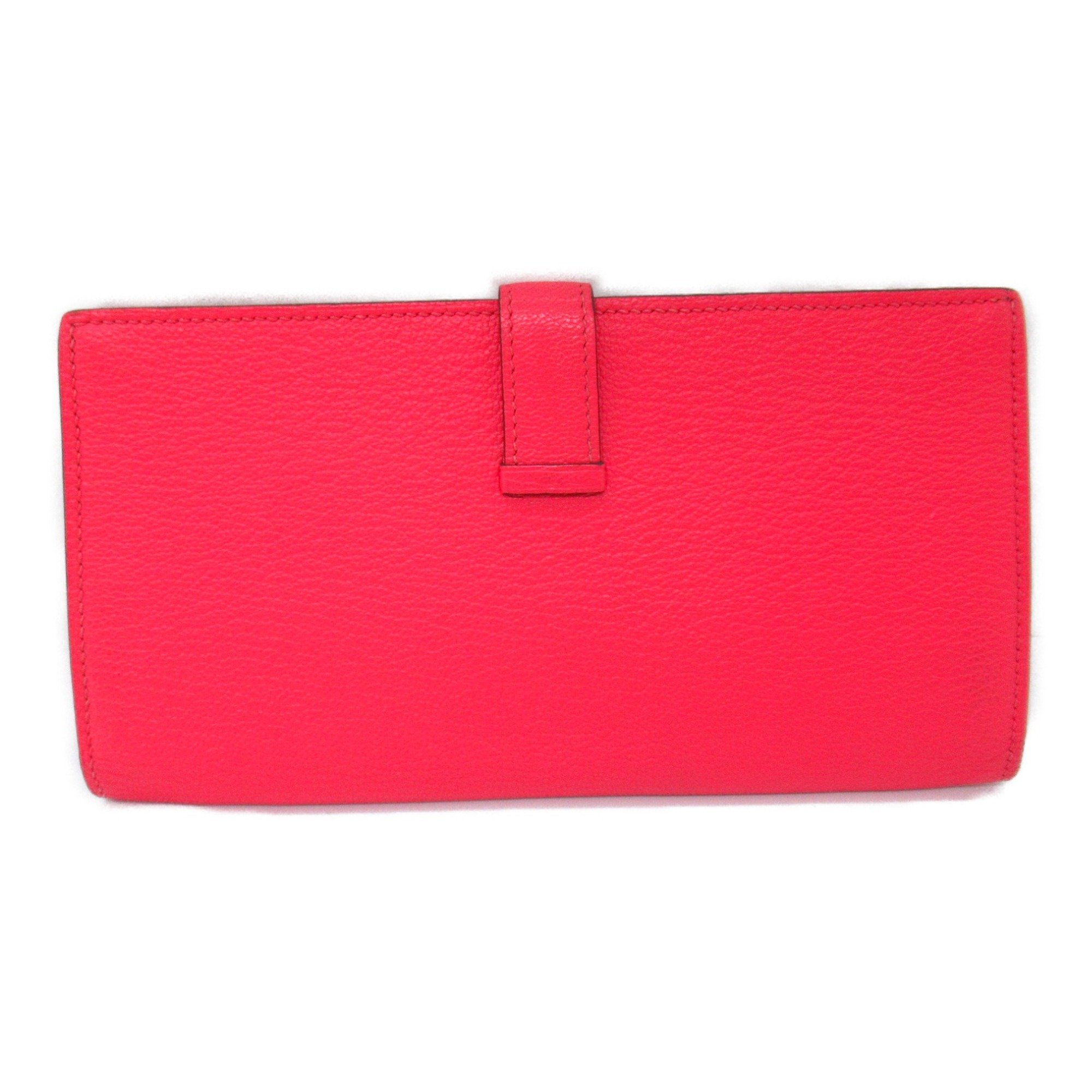 HERMES Bearn soufflet Rose azalee Bifold long wallet Pink Rose azalee Shave leather