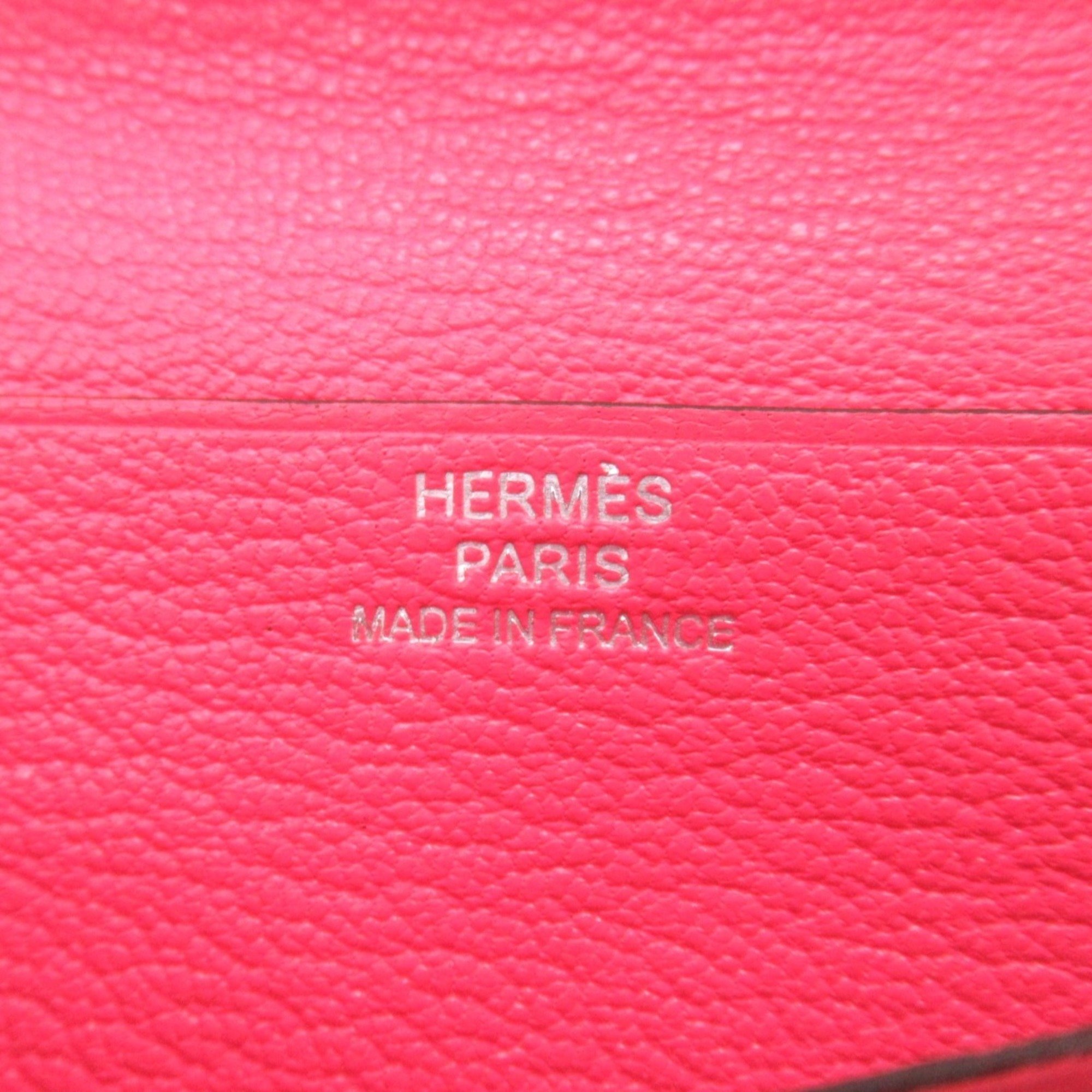 HERMES Bearn soufflet Rose azalee Bifold long wallet Pink Rose azalee Shave leather