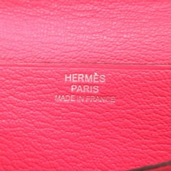 HERMES Bearn soufflet Rose azalee Bifold long wallet Pink Rose azalee Shave leather