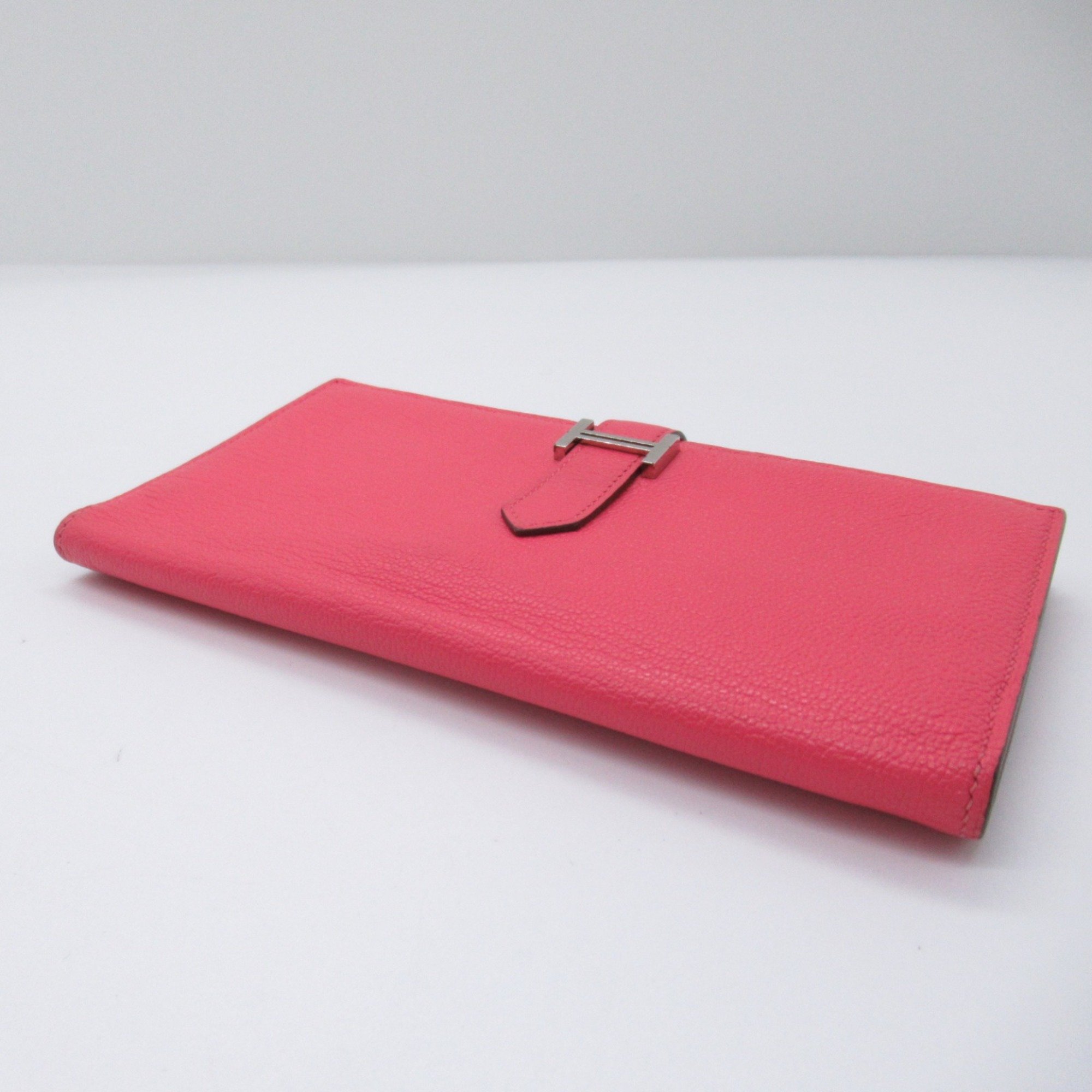 HERMES Bearn soufflet Rose azalee Bifold long wallet Pink Rose azalee Shave leather