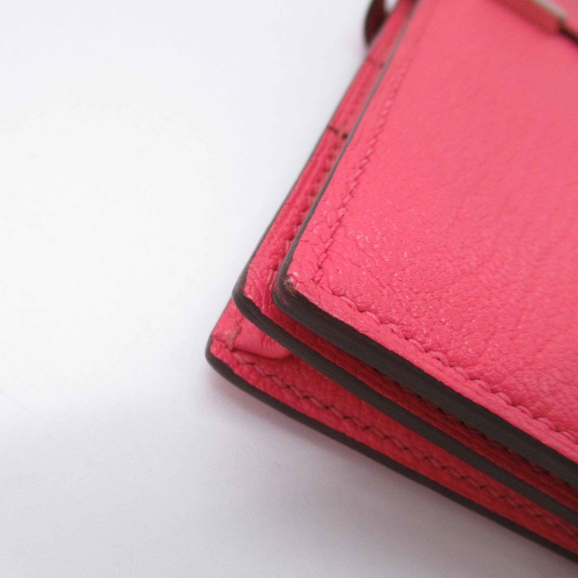 HERMES Bearn soufflet Rose azalee Bifold long wallet Pink Rose azalee Shave leather