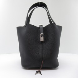 HERMES Picotin Lock MM Black Noir Taurillon Clemence Calfskin (cowhide)