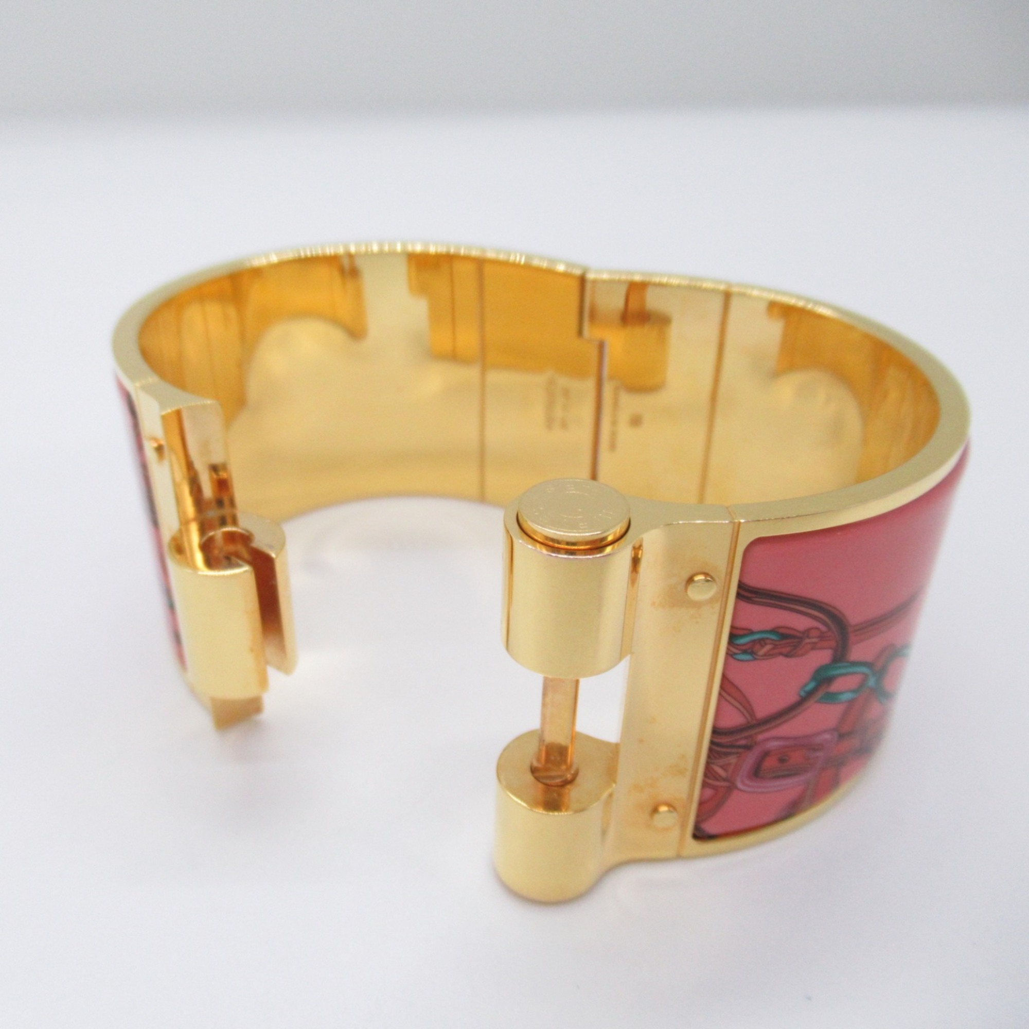 HERMES Charniere bangle Pink Gold Plated enamel