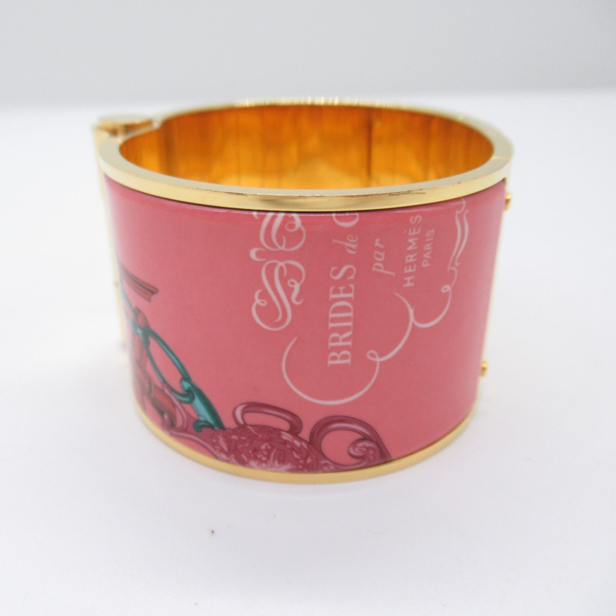 HERMES Charniere bangle Pink Gold Plated enamel