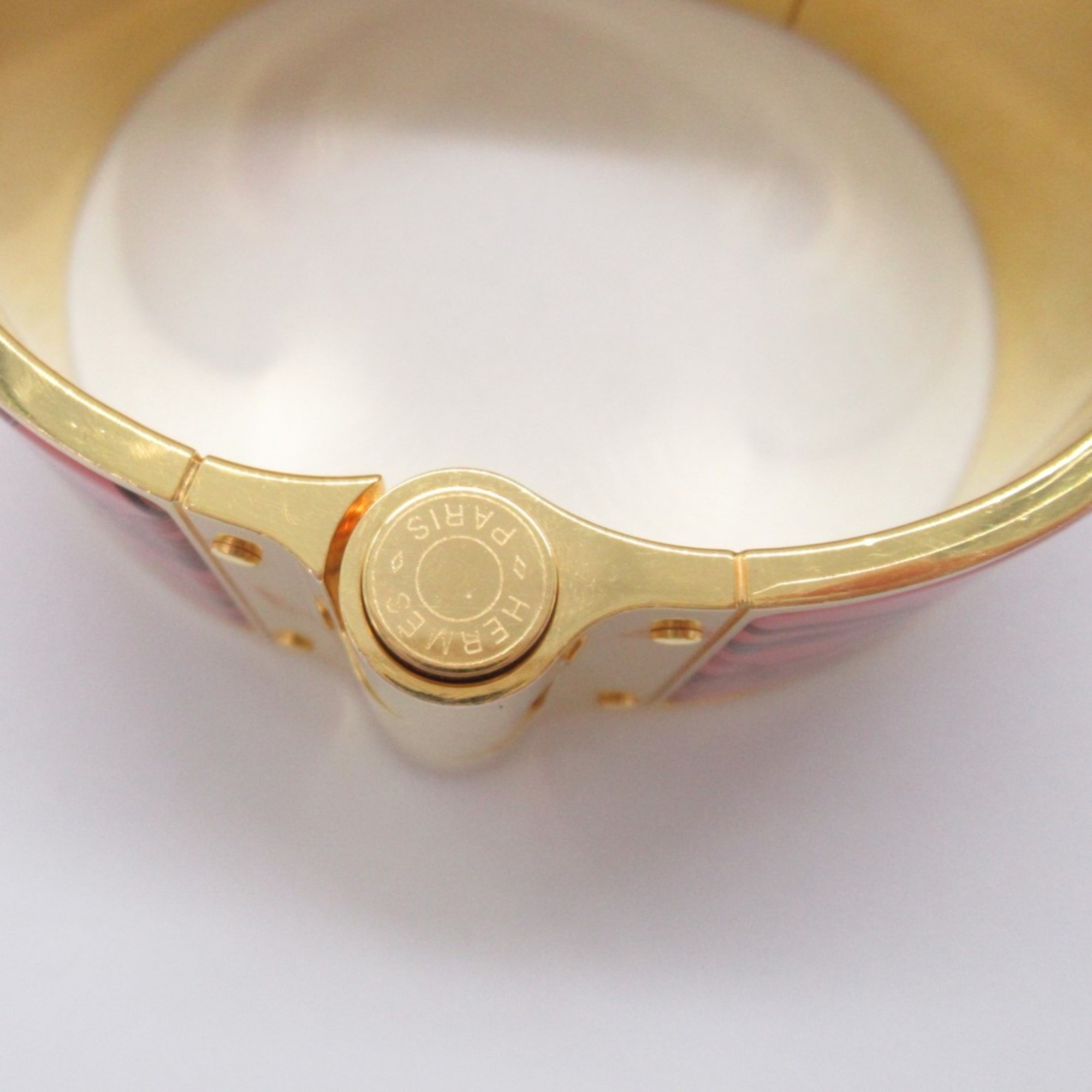 HERMES Charniere bangle Pink Gold Plated enamel