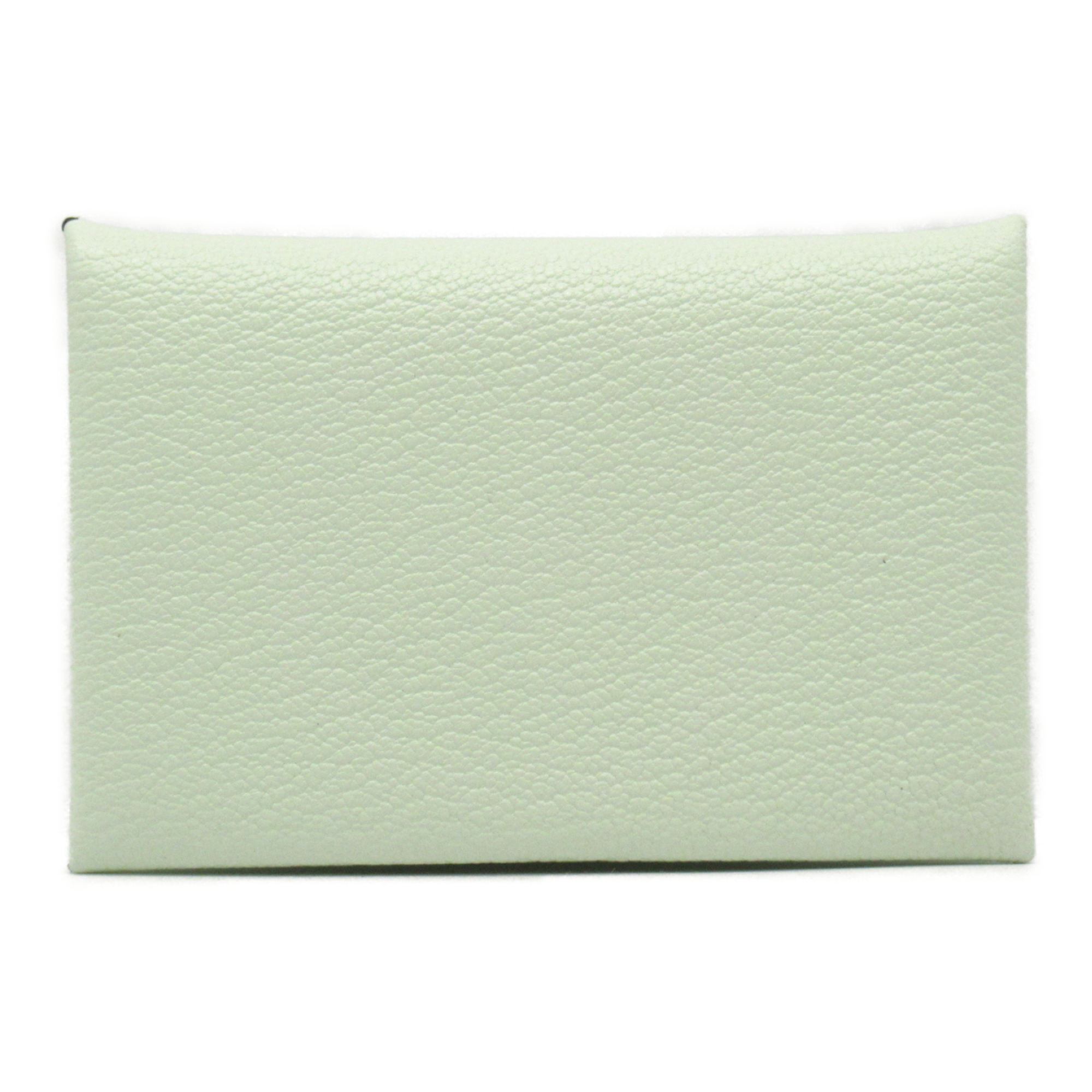 HERMES Calvi Card Case Green Pastel Green Shave leather