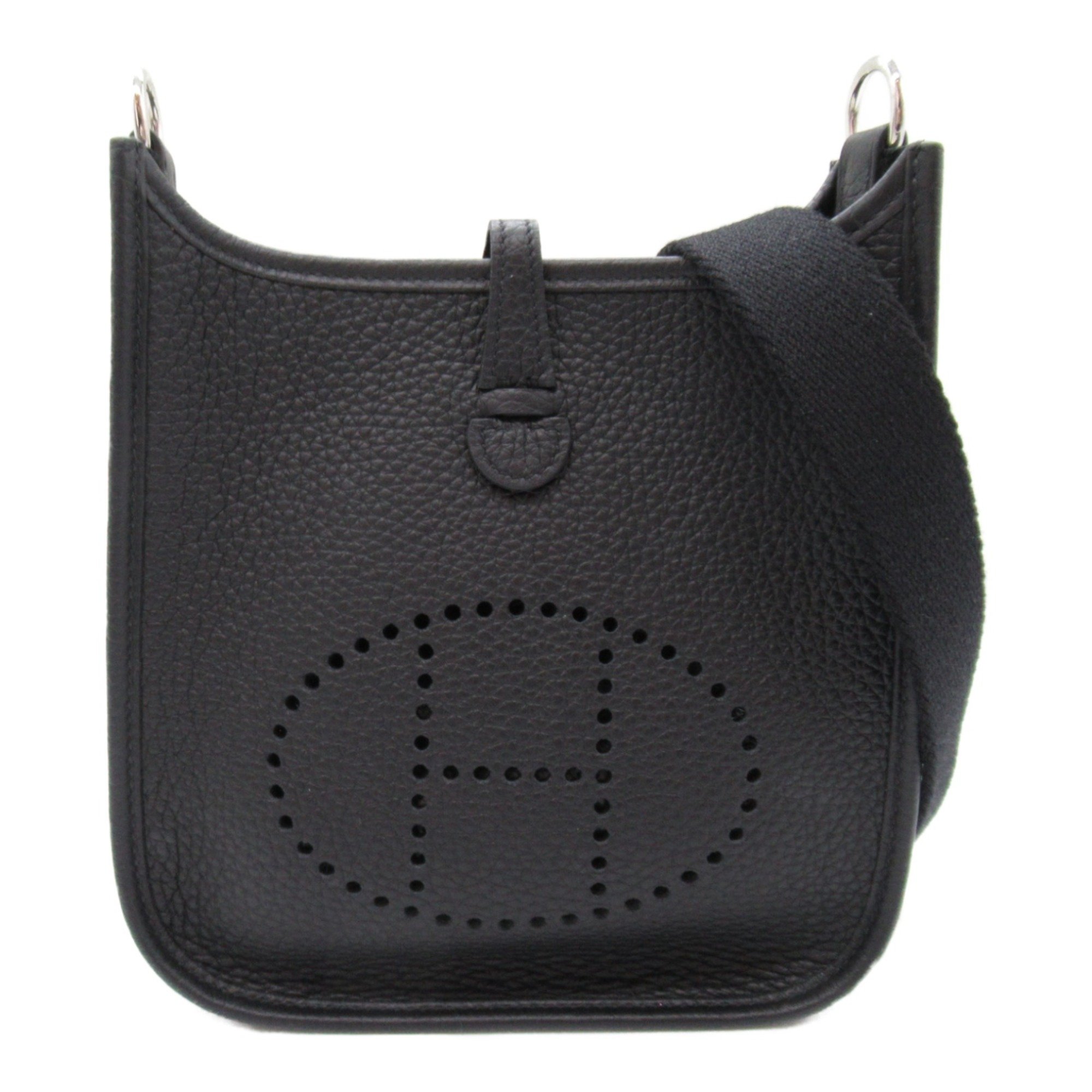 HERMES Evelyn Amazon TPM Black Shoulder Bag Black Noir Taurillon Clemence leather