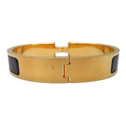 HERMES Click ash bangle Gold Matte Gold/Black Gold Plated