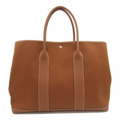 HERMES Garden Party GM Gold Tote Bag Brown Gold Toile officier leather Fa Brique Negonda leather